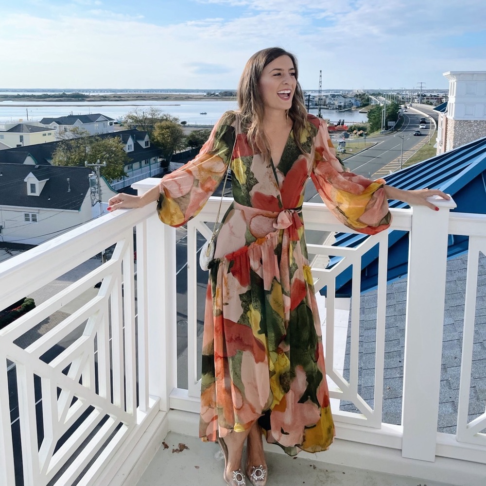 Anthropologie Hutch Floral Geo Wrap Maxi Dress XS
